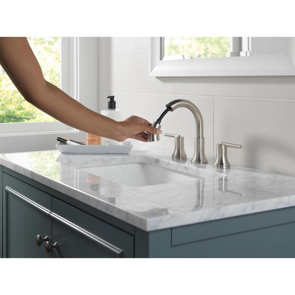 Delta Faucet Brilliance Stainless Two Handle Widespread Bathroom Sink Faucet 