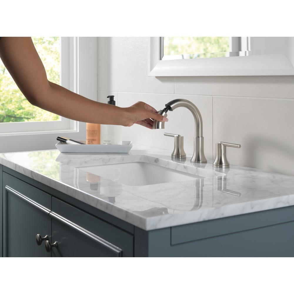 Delta Faucet Brilliance Stainless Two Handle Widespread Bathroom Sink Faucet 