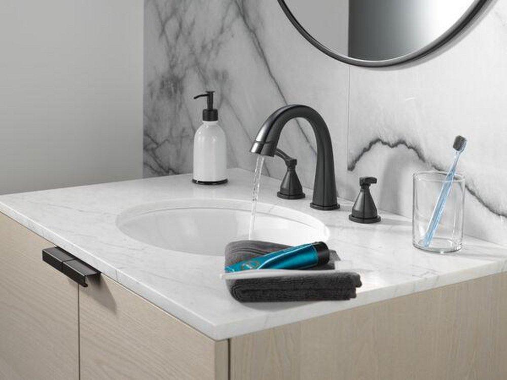 Delta Faucet Matte Black Two Handle Widespread Bathroom Sink Faucet 