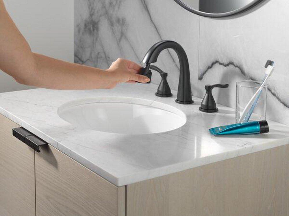 Delta Faucet Matte Black Two Handle Widespread Bathroom Sink Faucet 