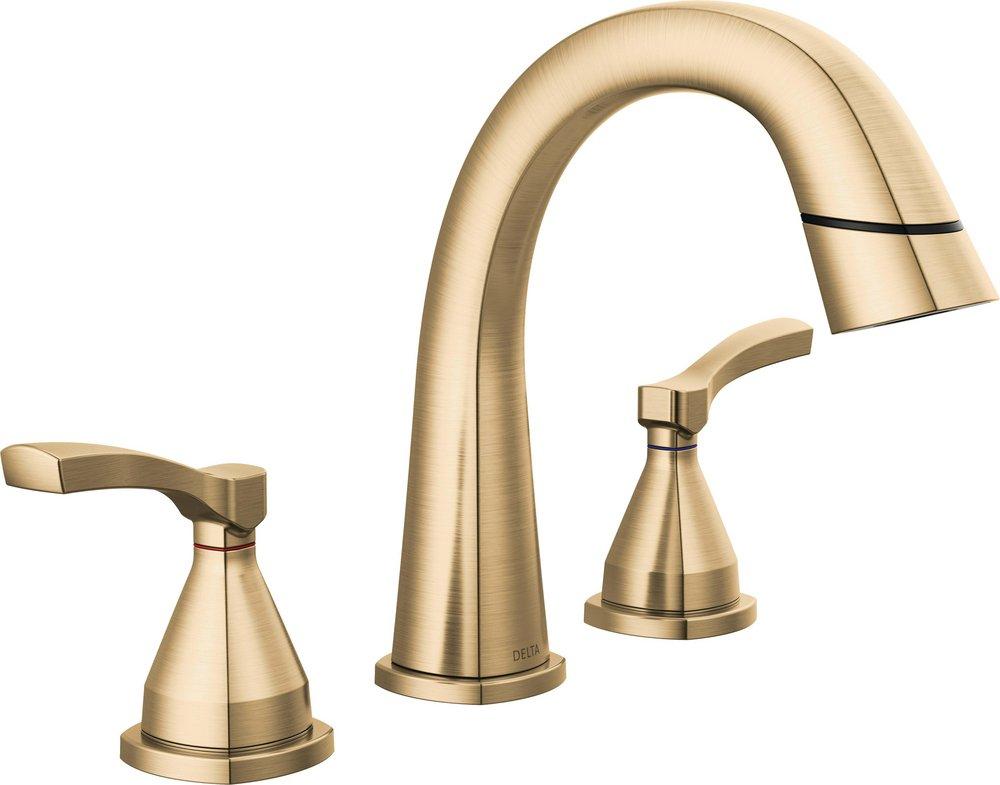 Two Handle Widespread Bathroom Sink Faucet in Lumicoat Champagne Bronze 