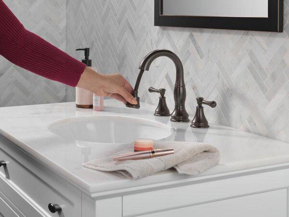 Delta Faucet Venetian Bronze Two Handle Widespread Bathroom Sink Faucet 