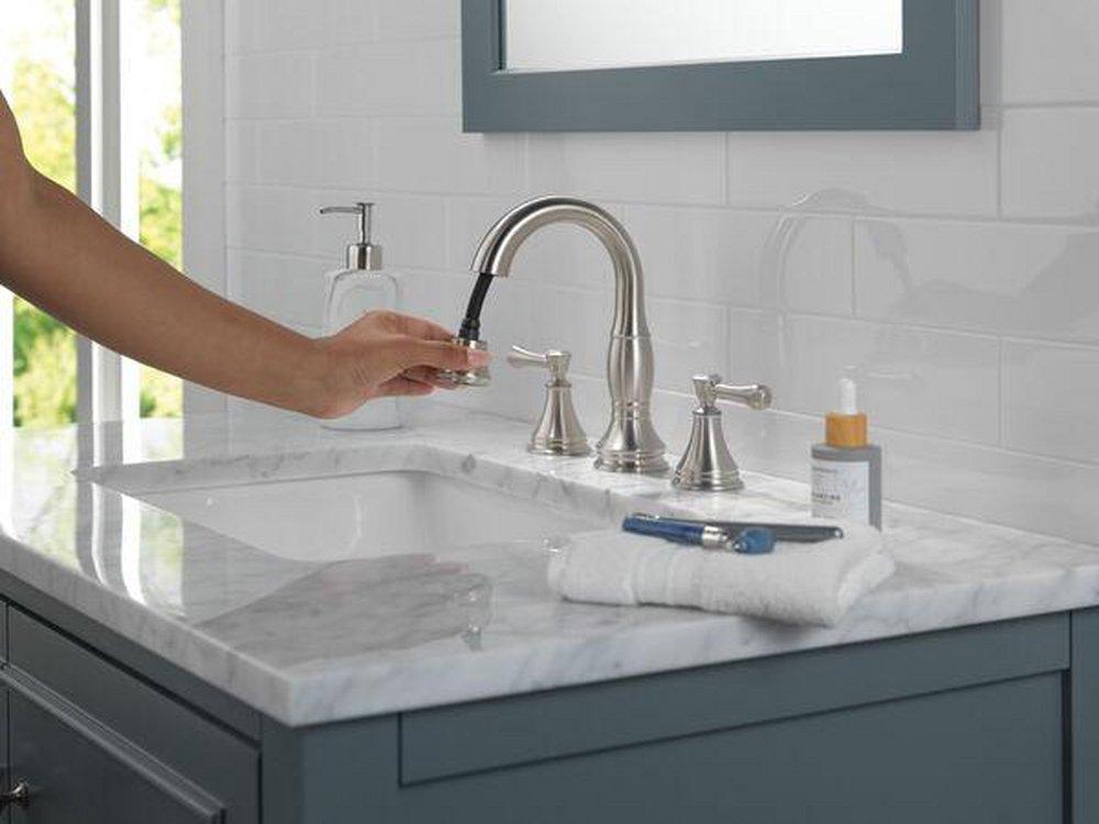 Two Handle Widespread Bathroom Sink Faucet in Stainless 