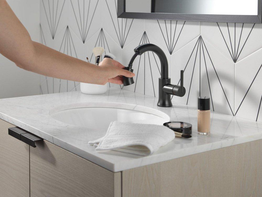 Delta Faucet Matte Black Single Handle Monoblock Bathroom Sink Faucet 