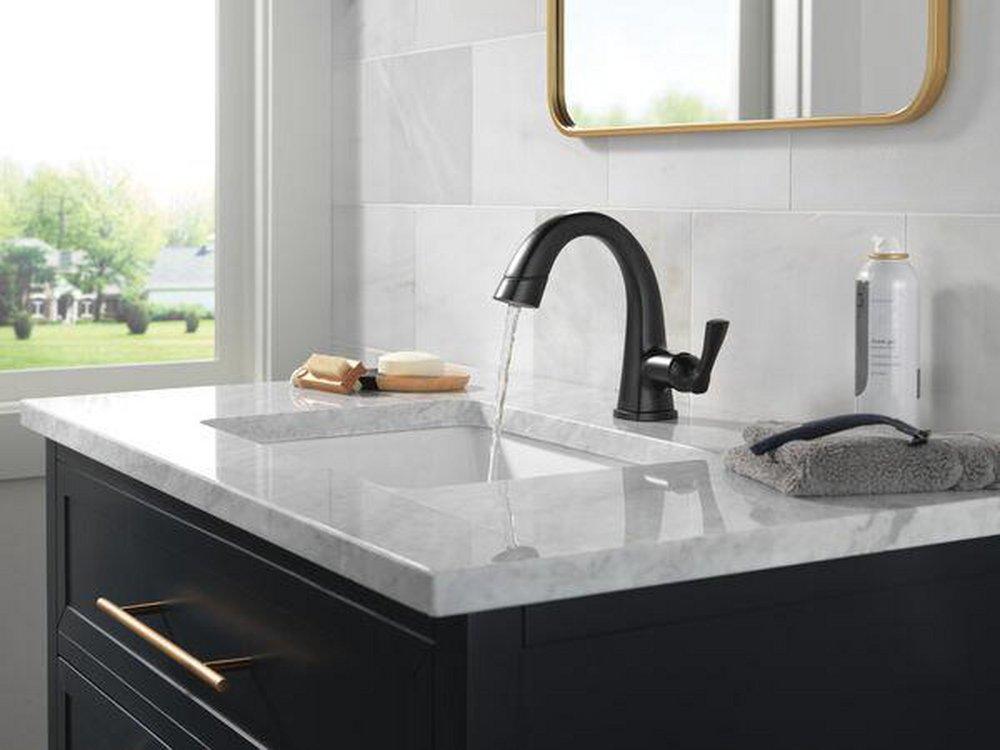 Delta Faucet Matte Black Single Handle Monoblock Bathroom Sink Faucet 