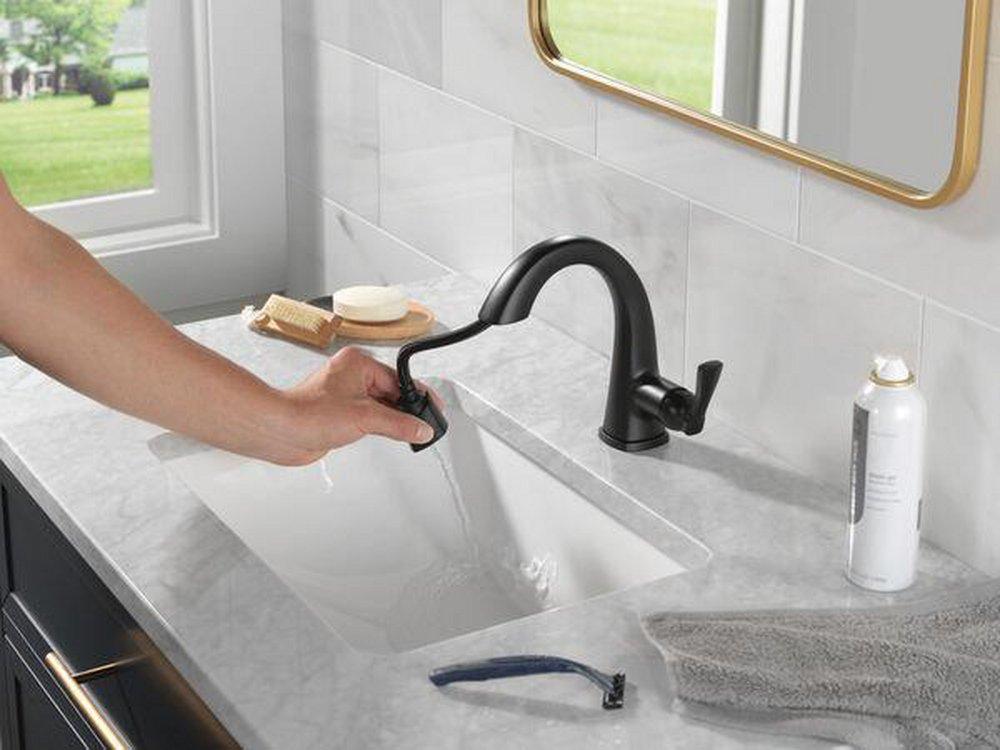 Delta Faucet Matte Black Single Handle Monoblock Bathroom Sink Faucet 