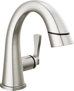 Single Handle Monoblock Bathroom Sink Faucet in Lumicoat&reg; Stainless