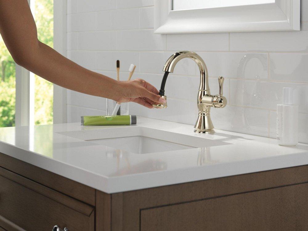 Delta Faucet Brilliance Polished Nickel Single Handle Monoblock Bathroom Sink Faucet 