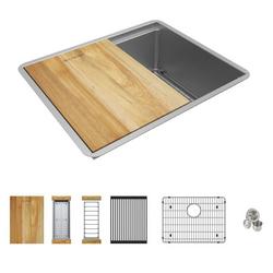 22-1/2 in. Undermount Stainless Steel Single Bowl Workstation Kitchen Sink