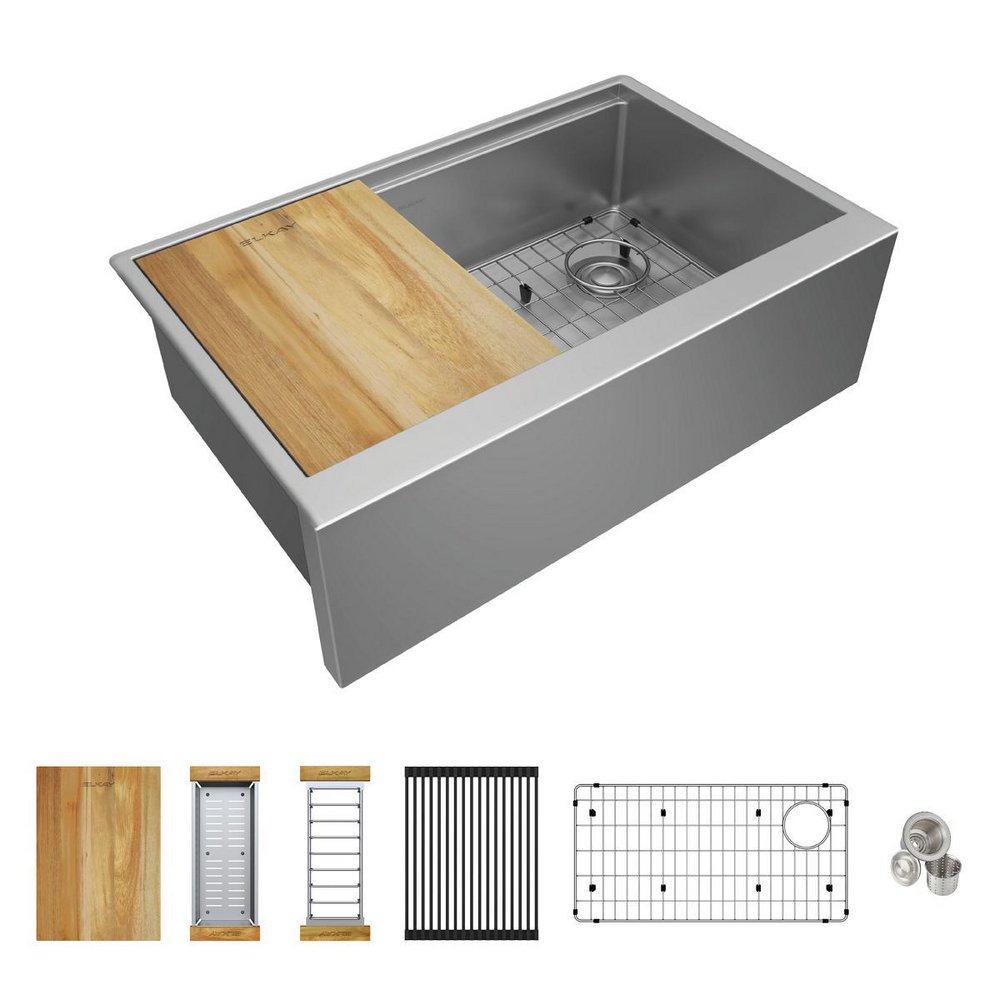 30 CROSSTOWN 16 G STAINLESS STEEL SINGLE BOWL FARMHOUSE WORKSTATION 
