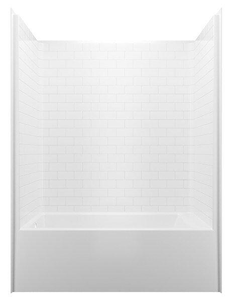 Aquatic White 60 x 32 in. Tub & Shower Unit in White 