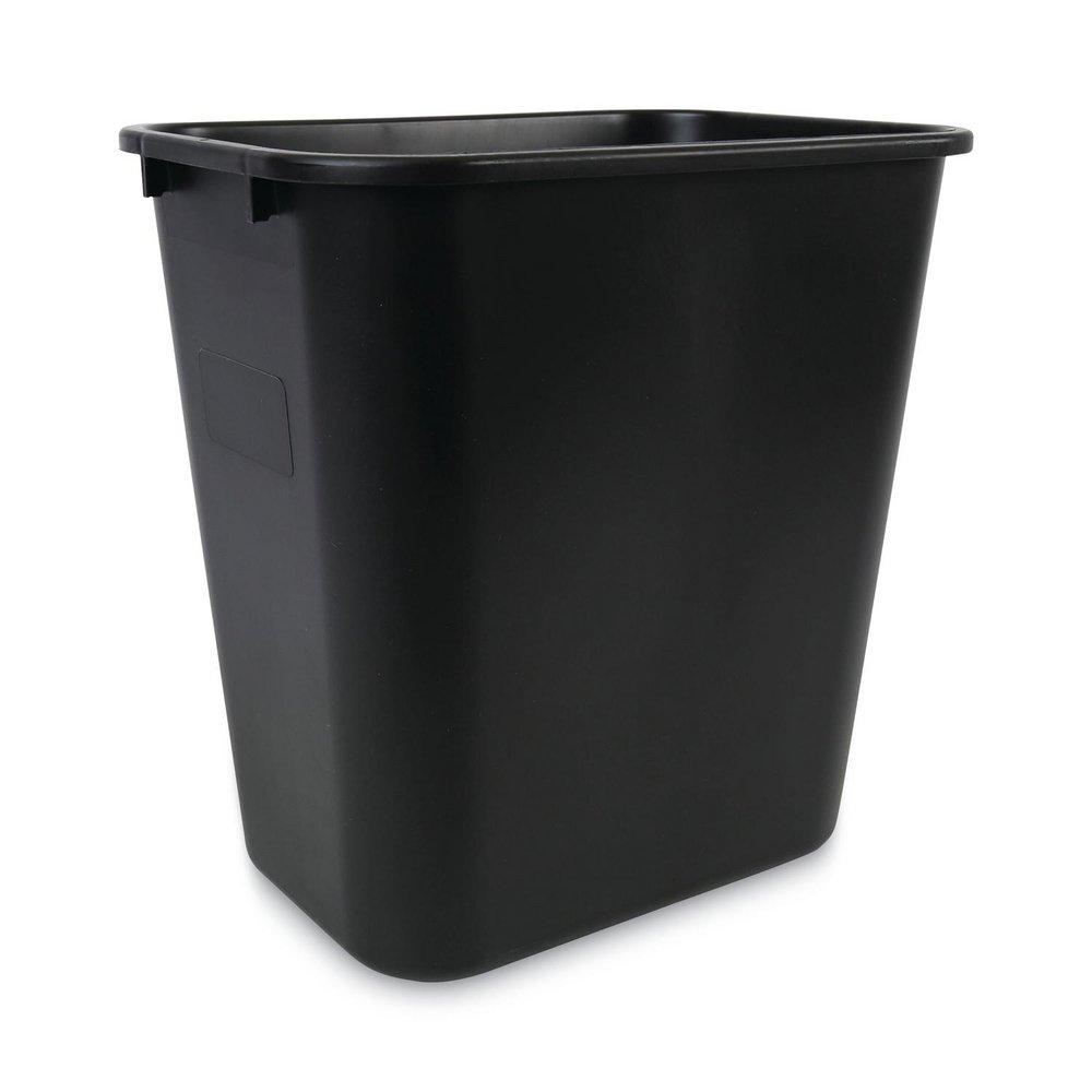 Unisan Black 15 in. Plastic Waste Container and Container in Black 