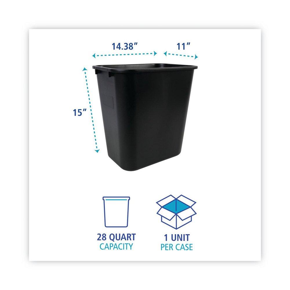 Boardwalk&reg; Black 15 in. Plastic Waste Container and Container in Black 
