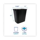 Boardwalk&reg; Black 15 in. Plastic Waste Container and Container in Black 