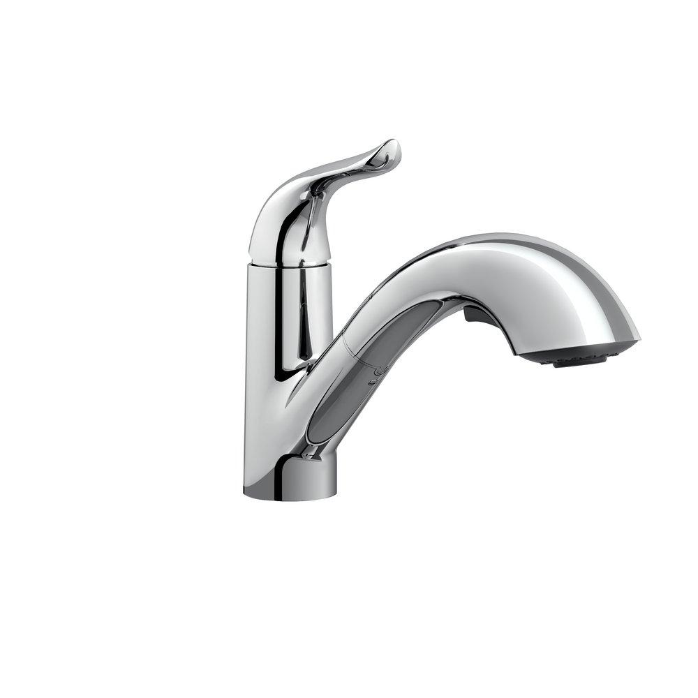 PROFLO&reg; Polished Chrome Single Handle Pull Out Kitchen Faucet 