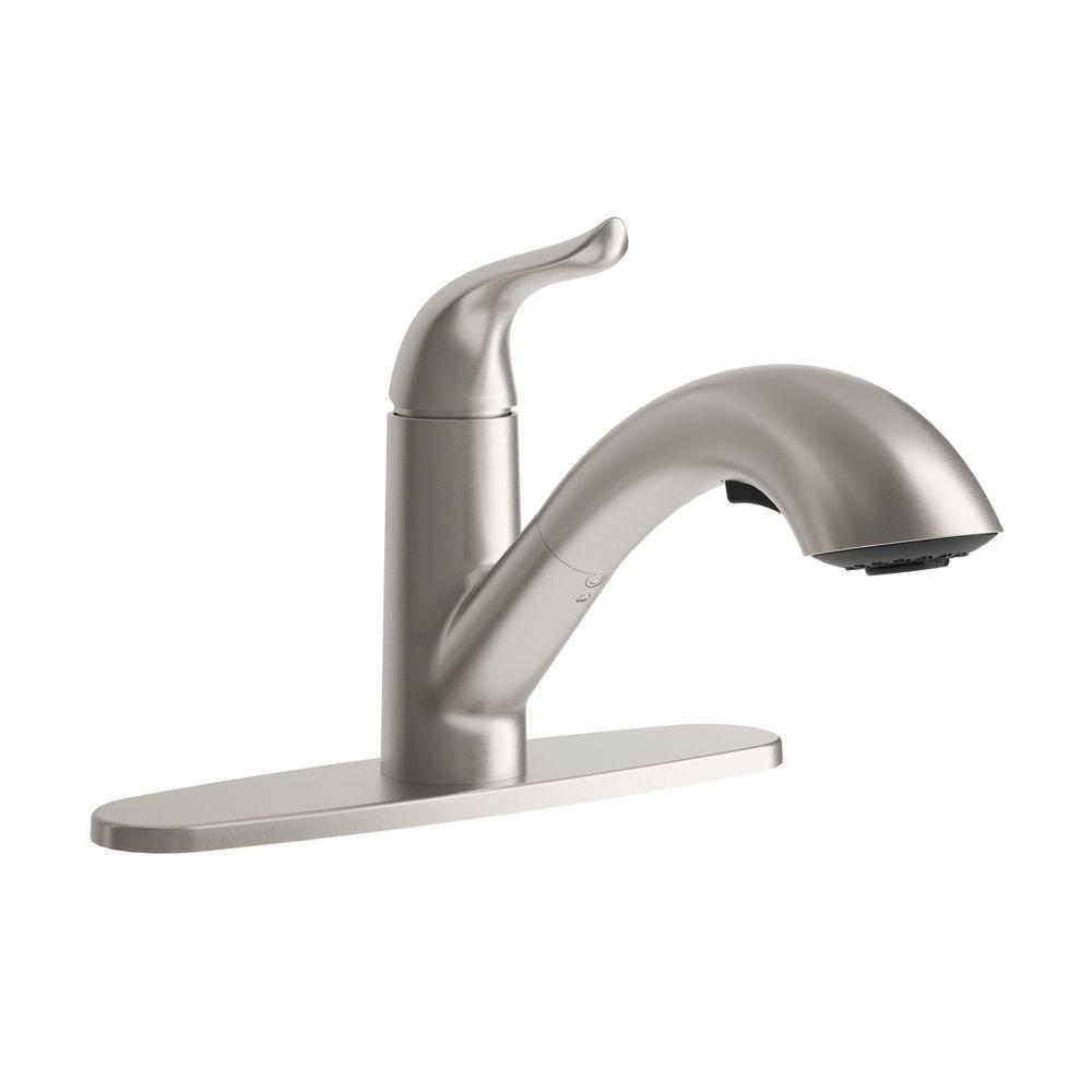 Single Handle Kitchen Faucet in Brushed Nickel 