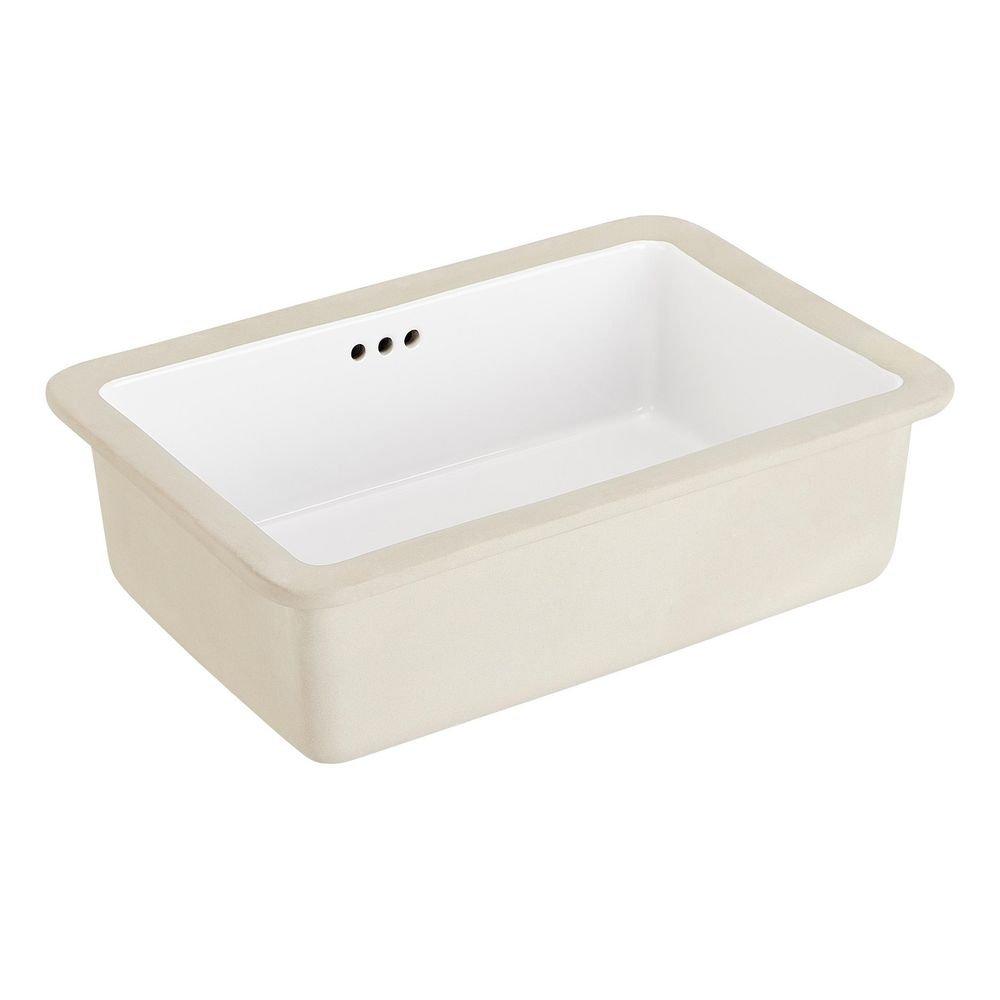 18 in. Undermount Rectangular Bathroom Sink in White 