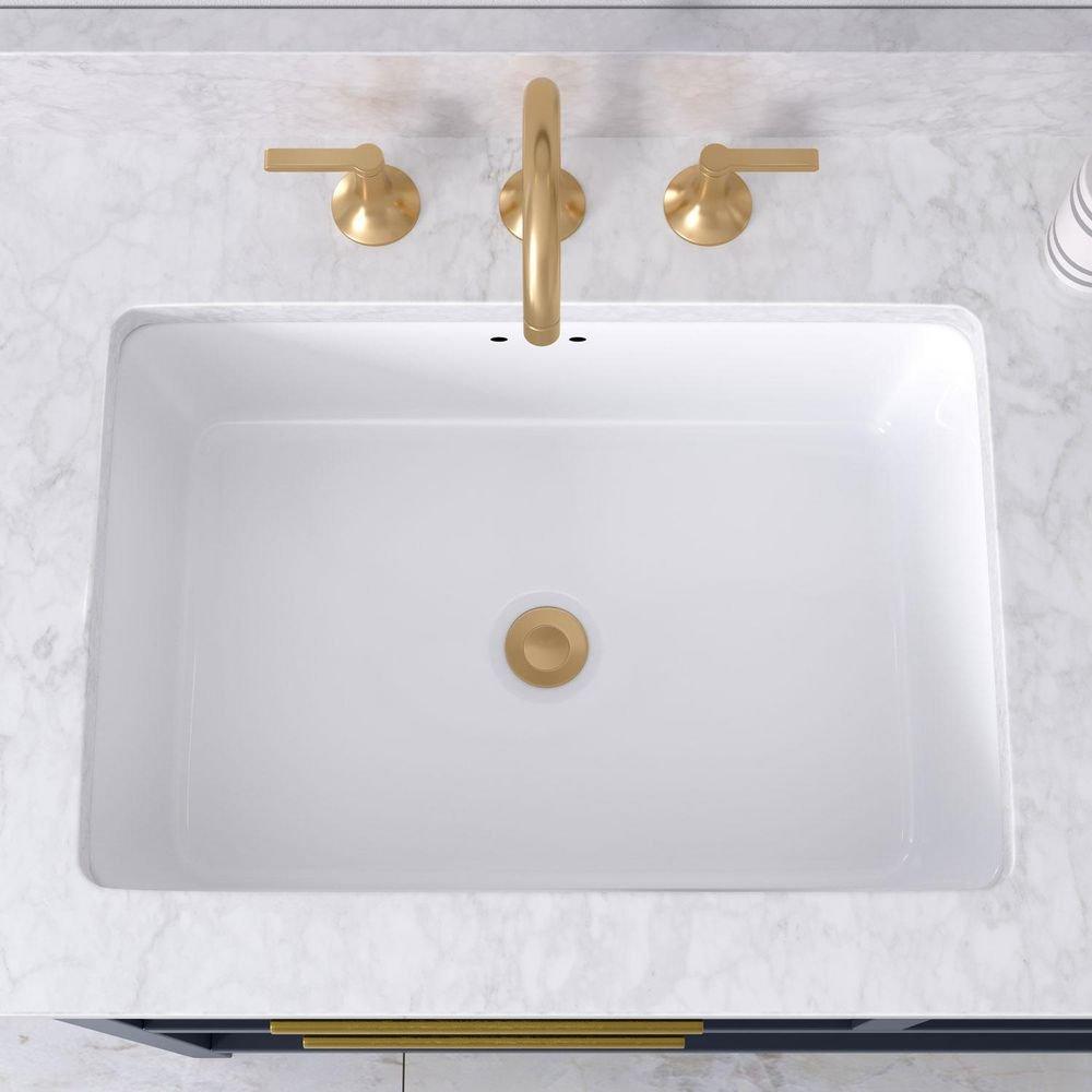 18 in. Undermount Rectangular Bathroom Sink in White 