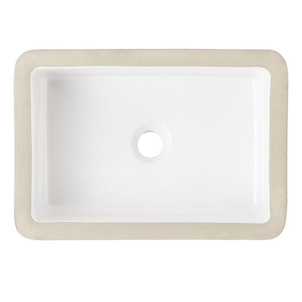 18 in. Undermount Rectangular Bathroom Sink in White 