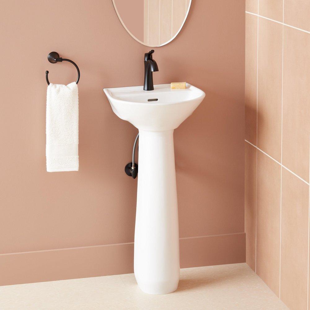 LANKEN MINI PORCELAIN PEDESTAL SINK - SINGLE HOLE - WHITE 