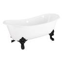 67 LENA CAST IRON CLAWFOOT TUB - CONTINUOUS ROLLED RIM - BLACK MONARCH FEET - MATTE BLACK DRAIN 