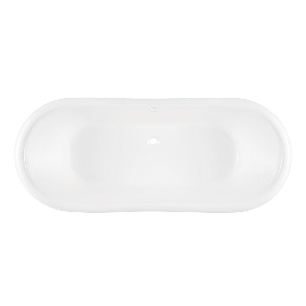 67 LENA CAST IRON CLAWFOOT TUB - CONTINUOUS ROLLED RIM - BRUSHED NICKEL MONARCH FEET - NO DRAIN 