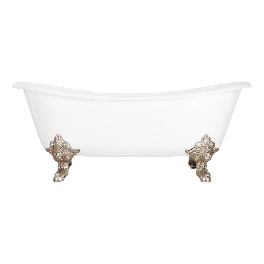 Signature Hardware White 67 x 30-11/16 in. Freestanding Clawfoot Bathtub with Center Drain in White - Less Drain Assembly 