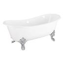 67 LENA CAST IRON CLAWFOOT TUB - CONTINUOUS ROLLED RIM - CHROME MONARCH FEET - NO DRAIN 