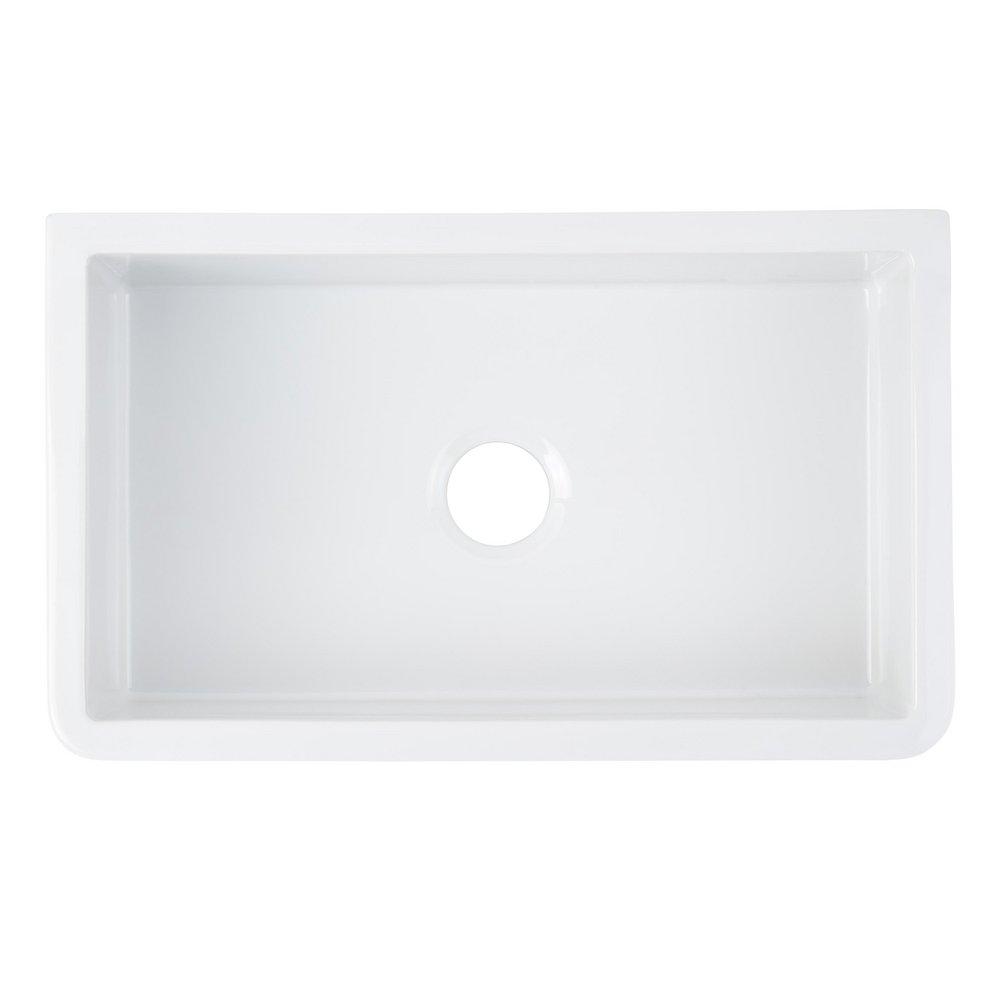 Signature Hardware White 30 in. Fireclay Single Bowl Farmhouse Kitchen Sink 
