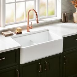 33 in. Fireclay Double Bowl Farmhouse Kitchen Sink in White