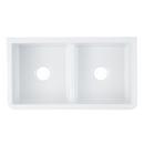 Signature Hardware White 33 in. Fireclay Double Bowl Farmhouse Kitchen Sink 