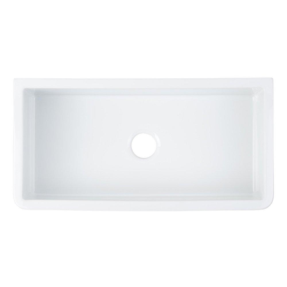 Signature Hardware White 36 in. Fireclay Single Bowl Farmhouse Kitchen Sink 
