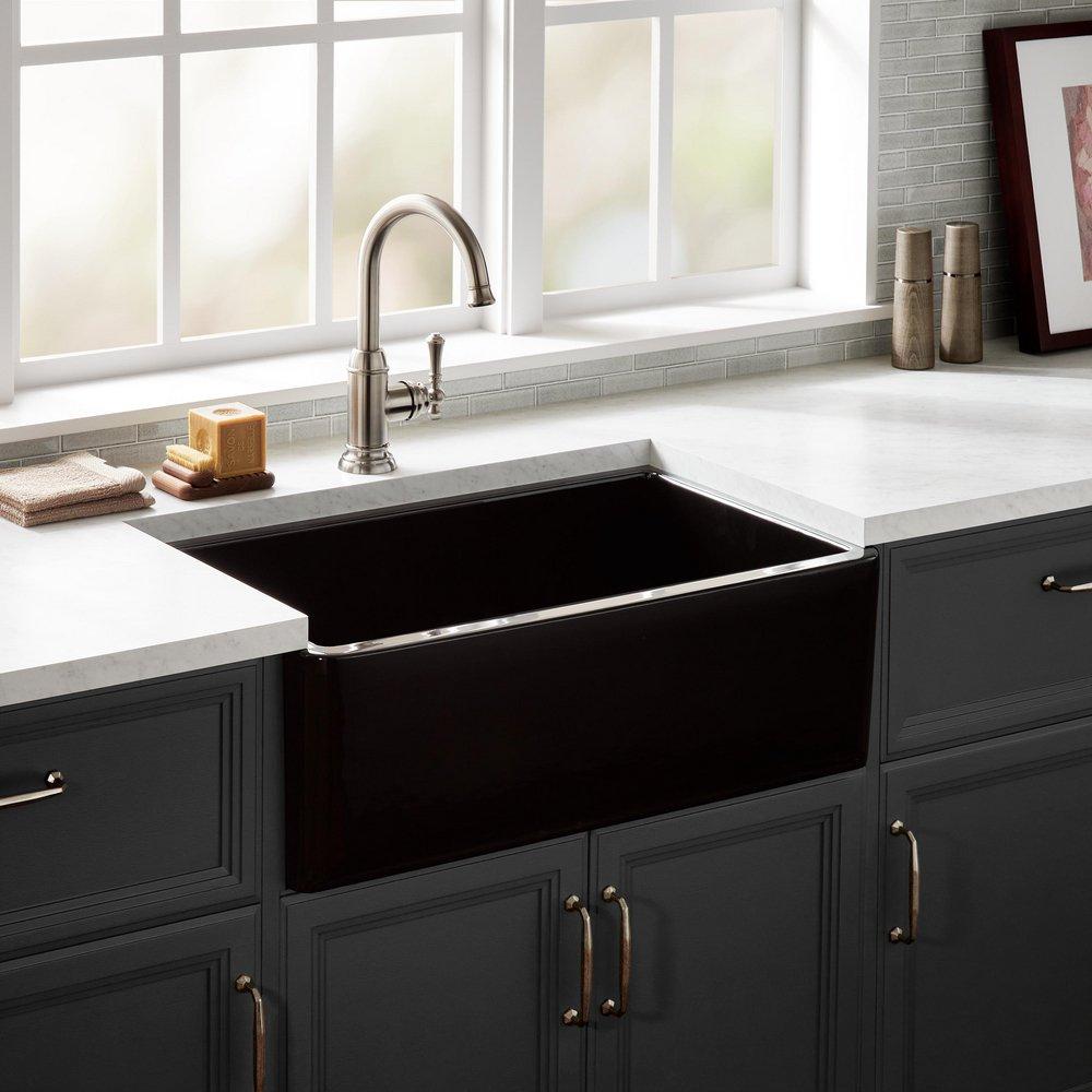 30 GRIGHAM FIRECLAY FARMHOUSE SINK - GLOSS BLACK 