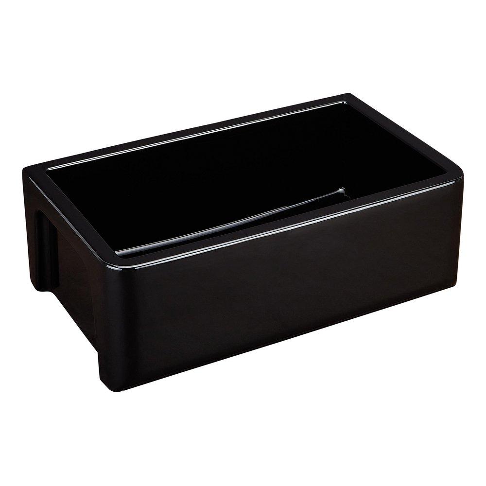 Signature Hardware Gloss Black 30 in. Fireclay Single Bowl Farmhouse Kitchen Sink 