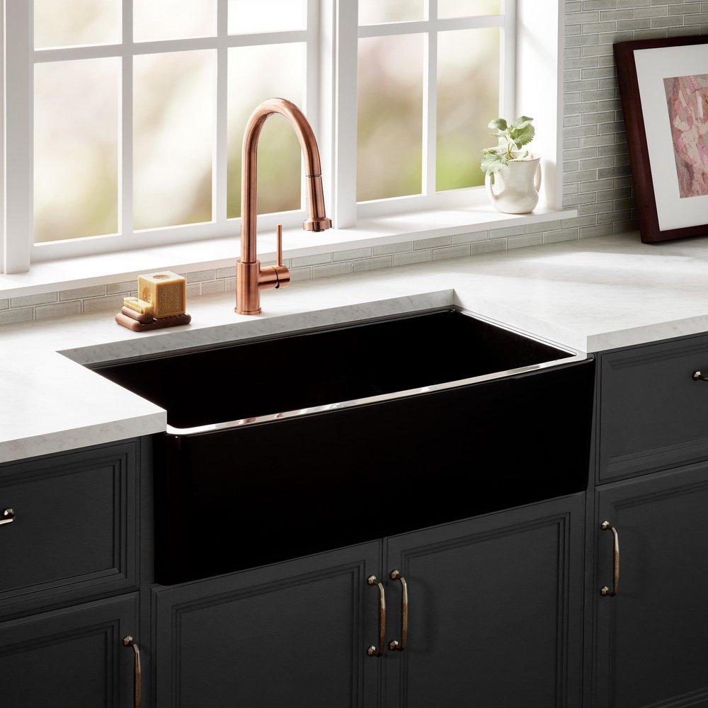 36 GRIGHAM FIRECLAY FARMHOUSE SINK - GLOSS BLACK 
