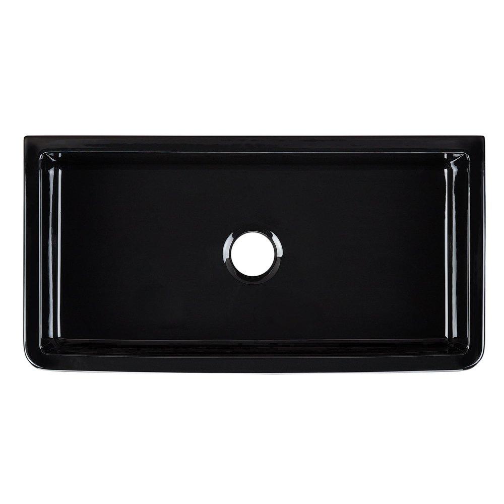 Signature Hardware Gloss Black 36 in. Fireclay Single Bowl Farmhouse Kitchen Sink 
