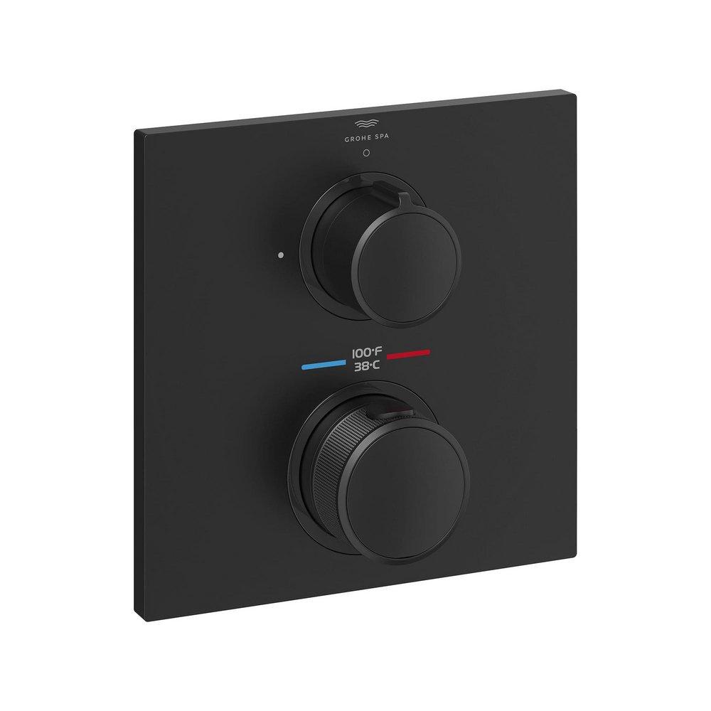 Two Handle Thermostatic Valve Trim in Matte Black 