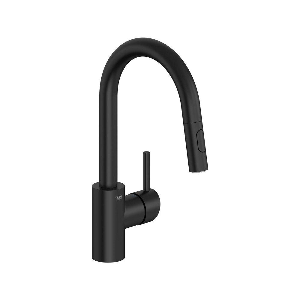 GROHE Matte Black Single Handle Pull-down Bar Faucet 