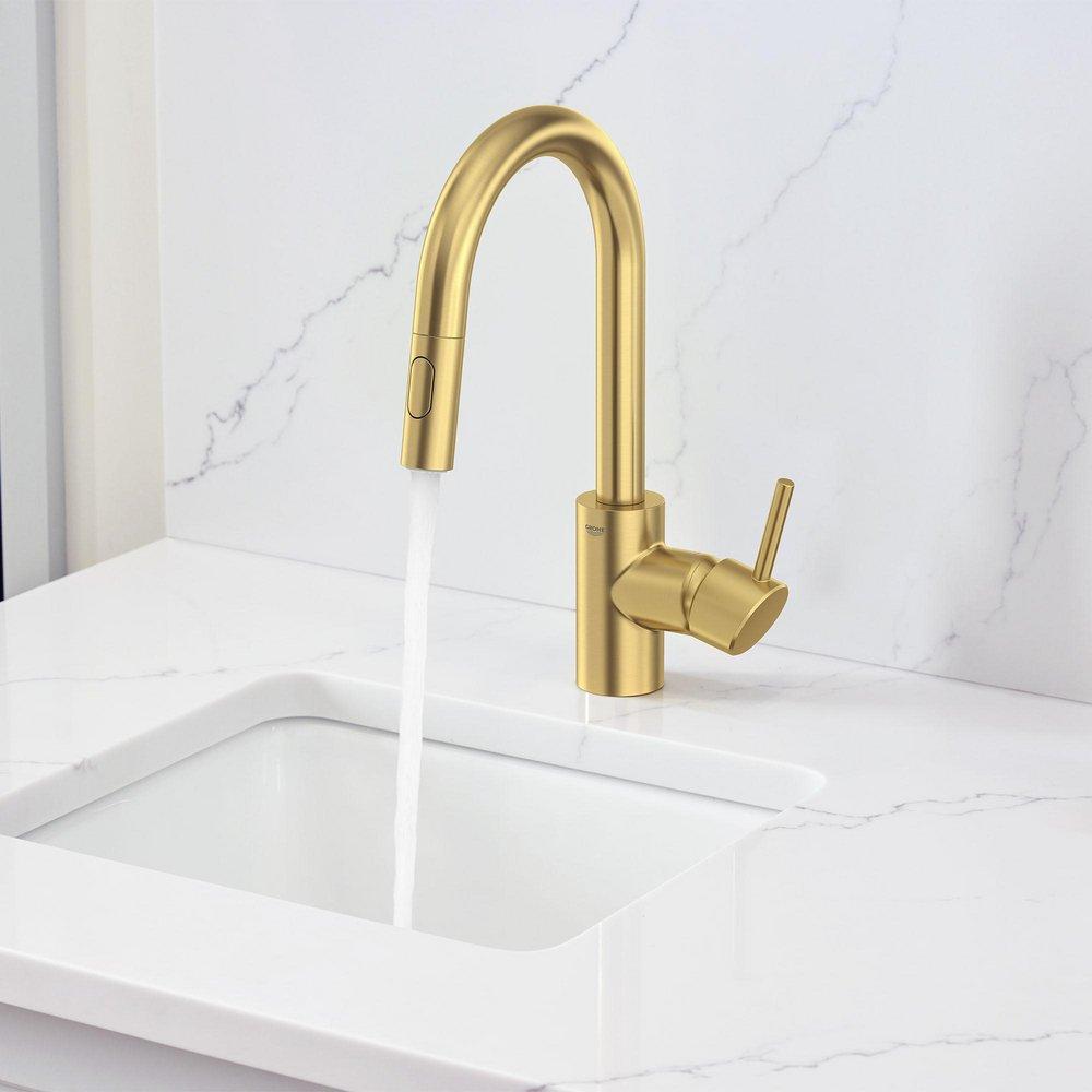 GROHE Brushed Cool Sunrise Single Handle Pull-down Bar Faucet 