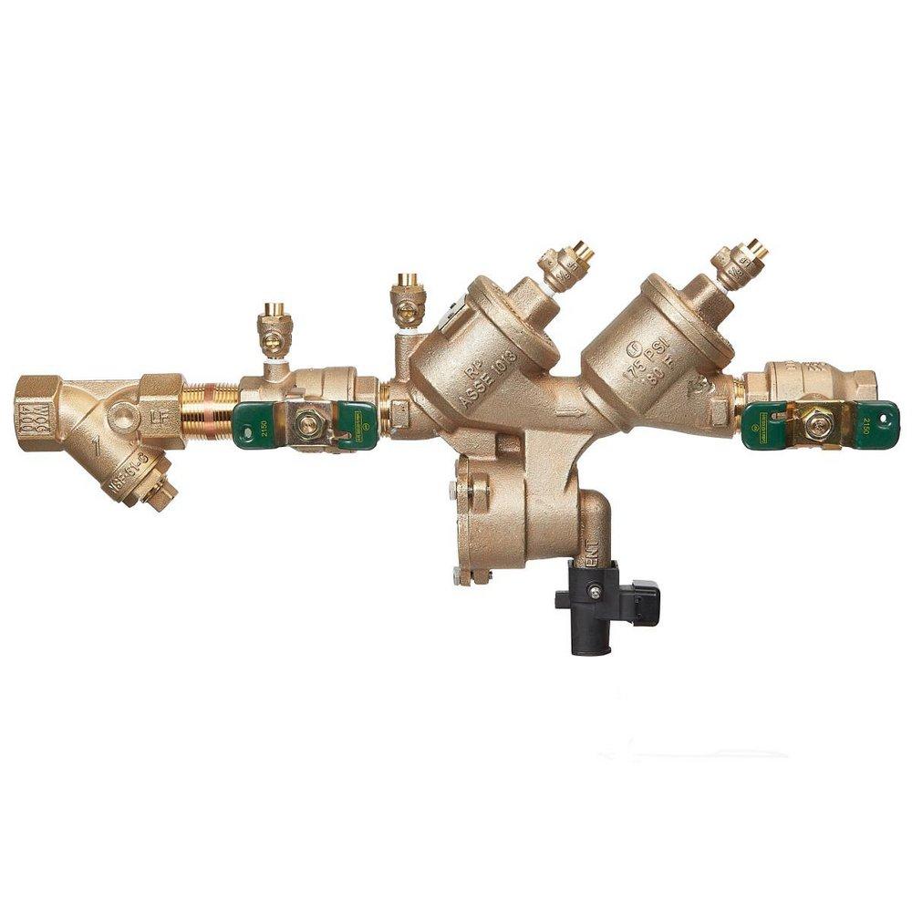 1 IN LEAD FREE REDUCED PRESSURE ZONE BACKFLOW PREVENTER ASSEMBLY QUARTER TURN BALL VALVES BRONZE STRAINER BACKFLOW FLOOD SENSOR 