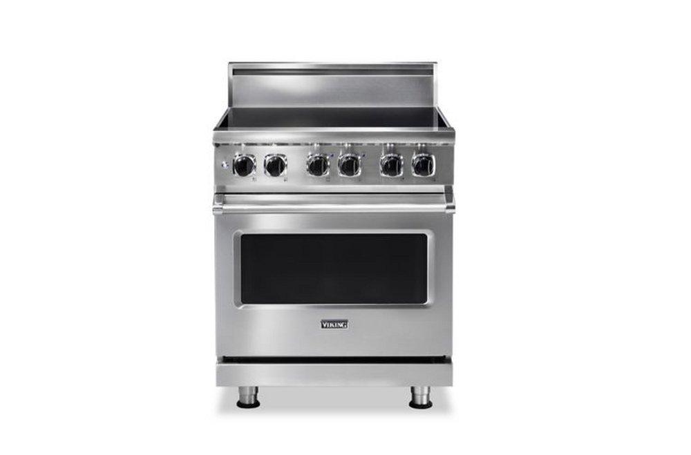 Viking Range Stainless Steel/White 29-7/8 x 19-1/2 x 35-7/8 in. 4-Burner Electric Induction Freestanding Range 