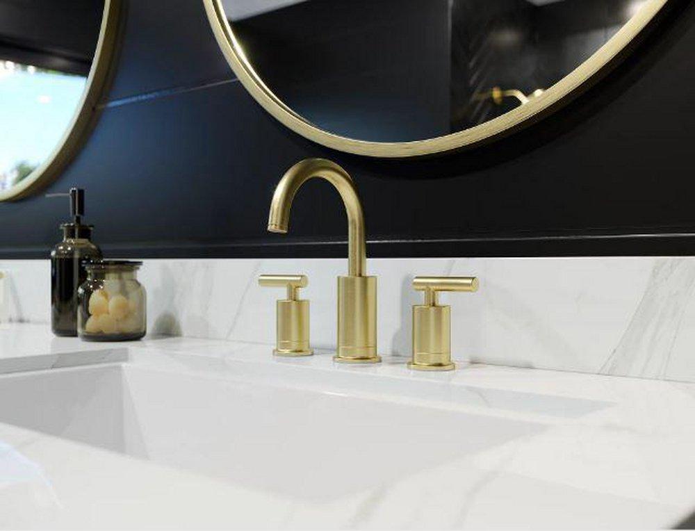 Pfister Brushed Gold Two Handle Widespread Bathroom Sink Faucet 