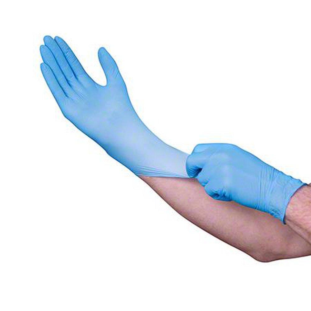 Vanguard Blue 4 mil Nitrile Automotive, Ambidextrous, Dental, Food Service and Food Processing Disposable Gloves in Blue (Box of 100, Case of 10 Boxes) 