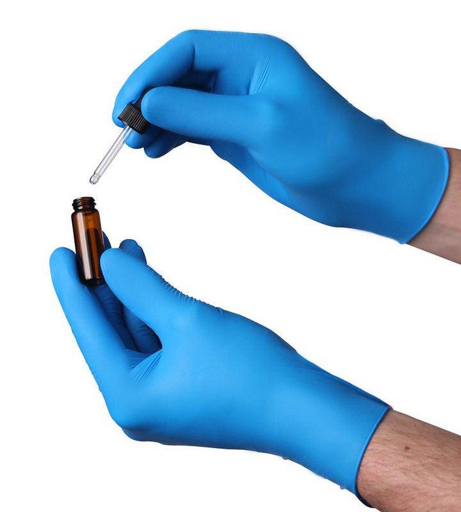 Vanguard Blue 4 mil Nitrile Automotive, Ambidextrous, Dental, Food Service and Food Processing Disposable Gloves in Blue (Box of 100, Case of 10 Boxes) 