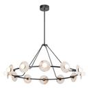 46 in. 12-Light 40W Urban Bronze and Alabaster Integrated LED Chandelier