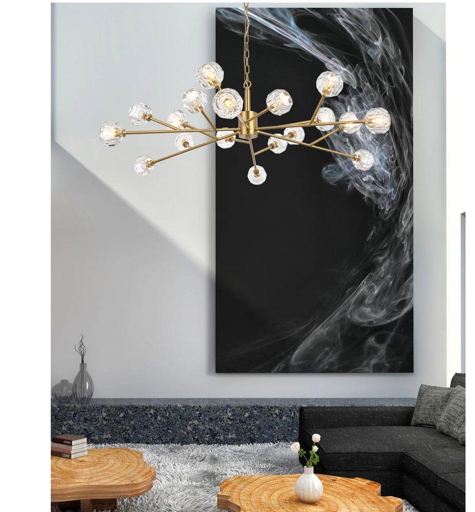 Elegant Lighting Gold 20W 18-Light G9 Double Loop Pendant 