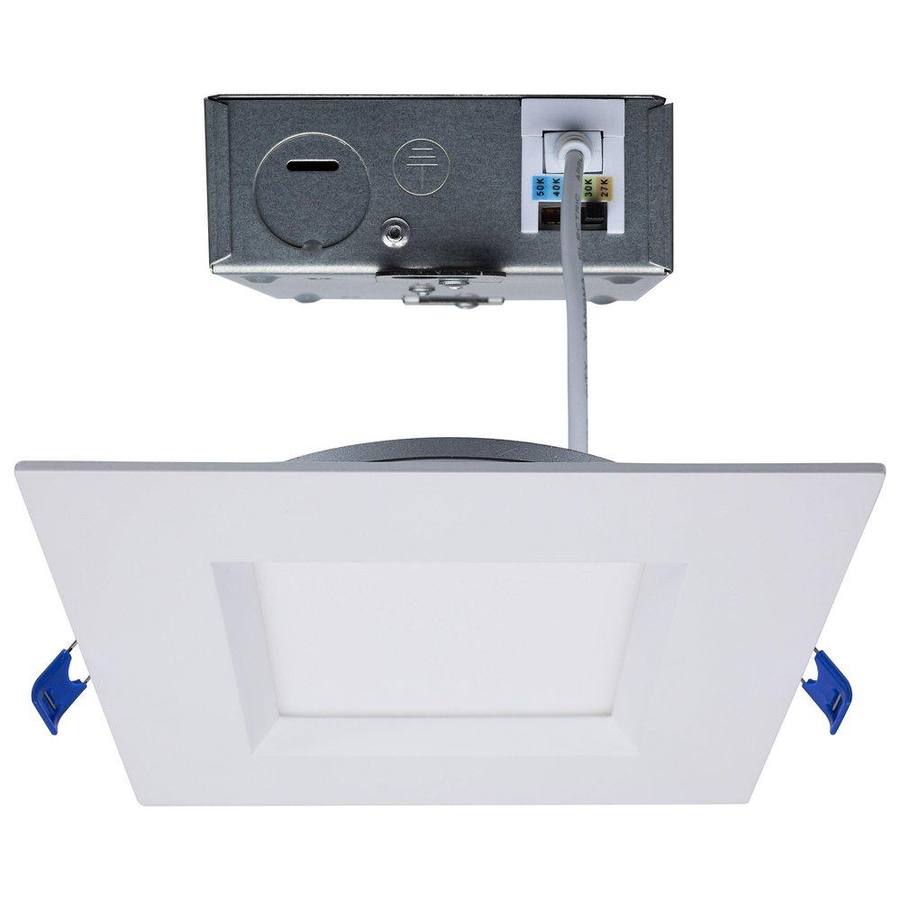 15 WATT LED LOW PROFILE REGRESS BAFFLE DOWNLIGHT 6 INCH REMOTE DRIVER CCT SELECTABLE SQUARE SHAPE WHITE FINISH 120 VOLT 