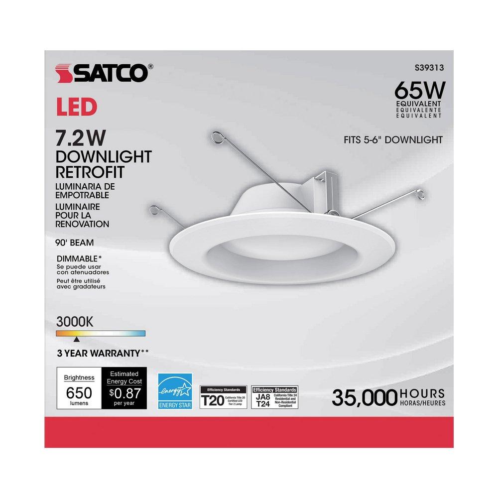 SATCO White 2-3/10 in. 7.2W LED Recessed Housing & Trim 