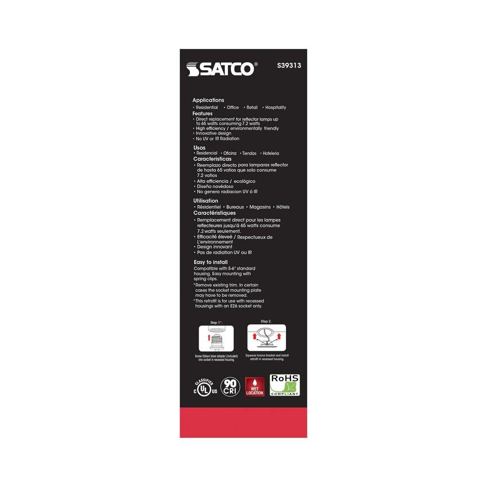 SATCO White 2-3/10 in. 7.2W LED Recessed Housing & Trim 