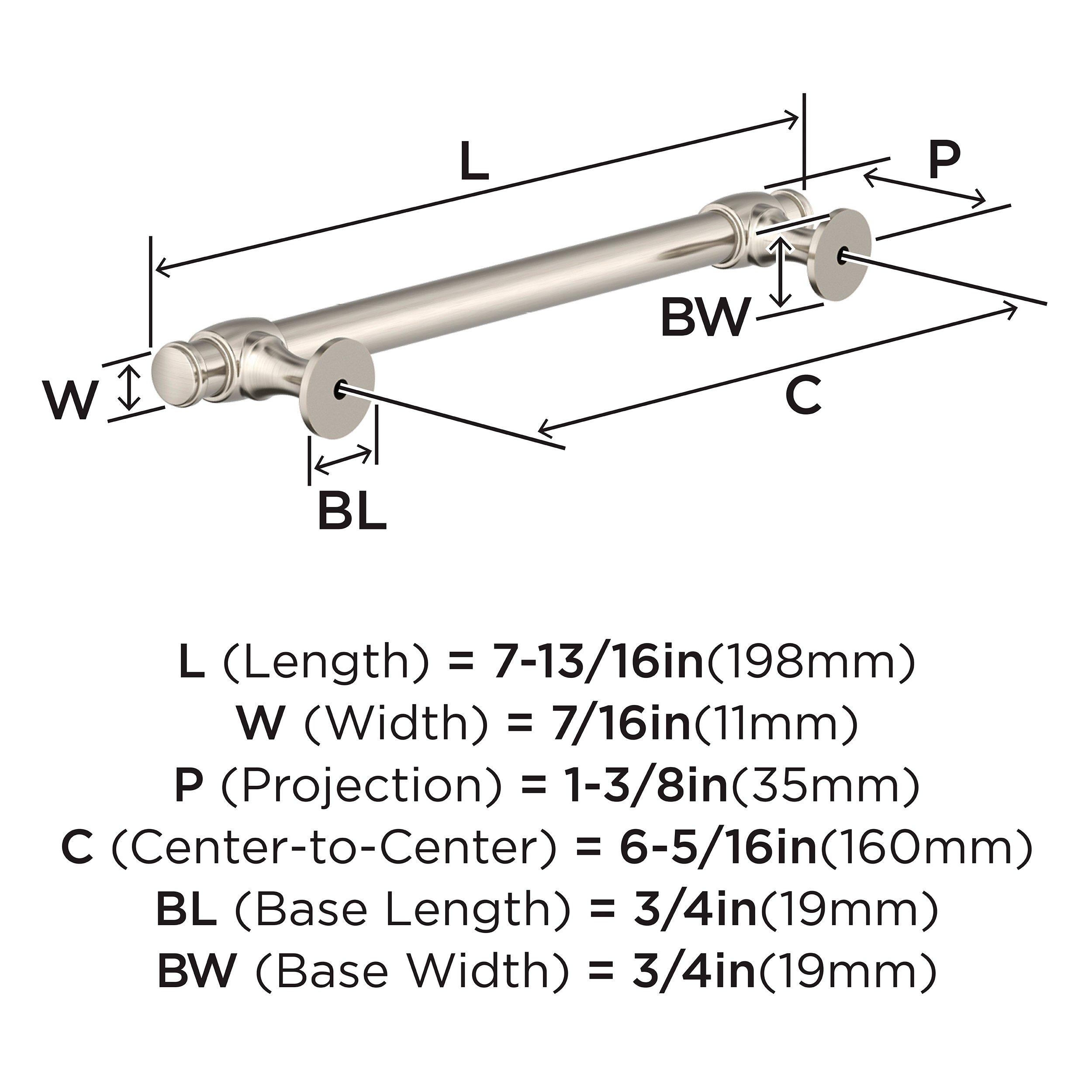 WINSOME 6-5/16 IN 160MM CENTER-TO-CENTER SATIN NICKEL CABINET PULL 